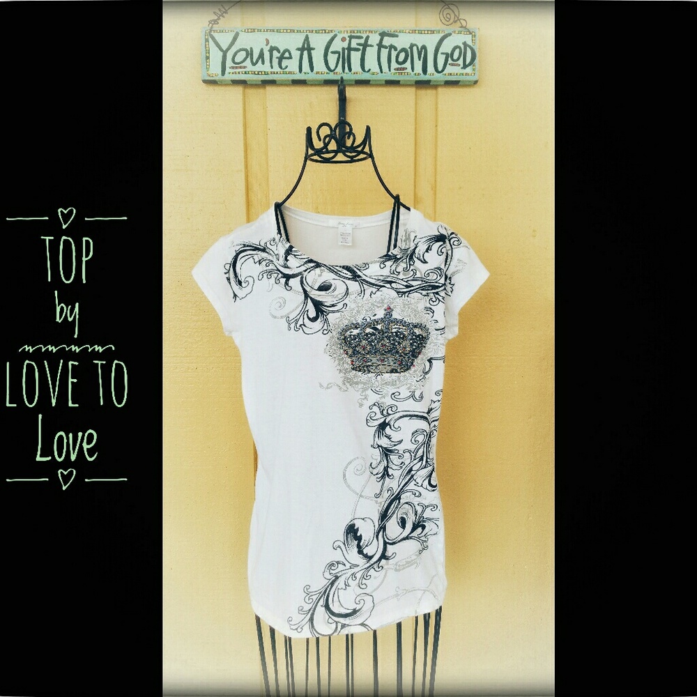 Especially Sweet Top w/ Tatoo Style Design & Crown